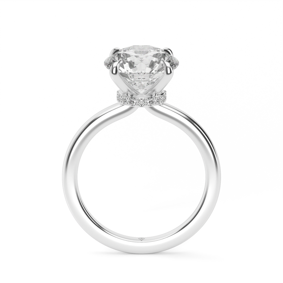 Hidden Halo Engagement Ring — 14K White Gold / Round / Lab Diamond (image)
