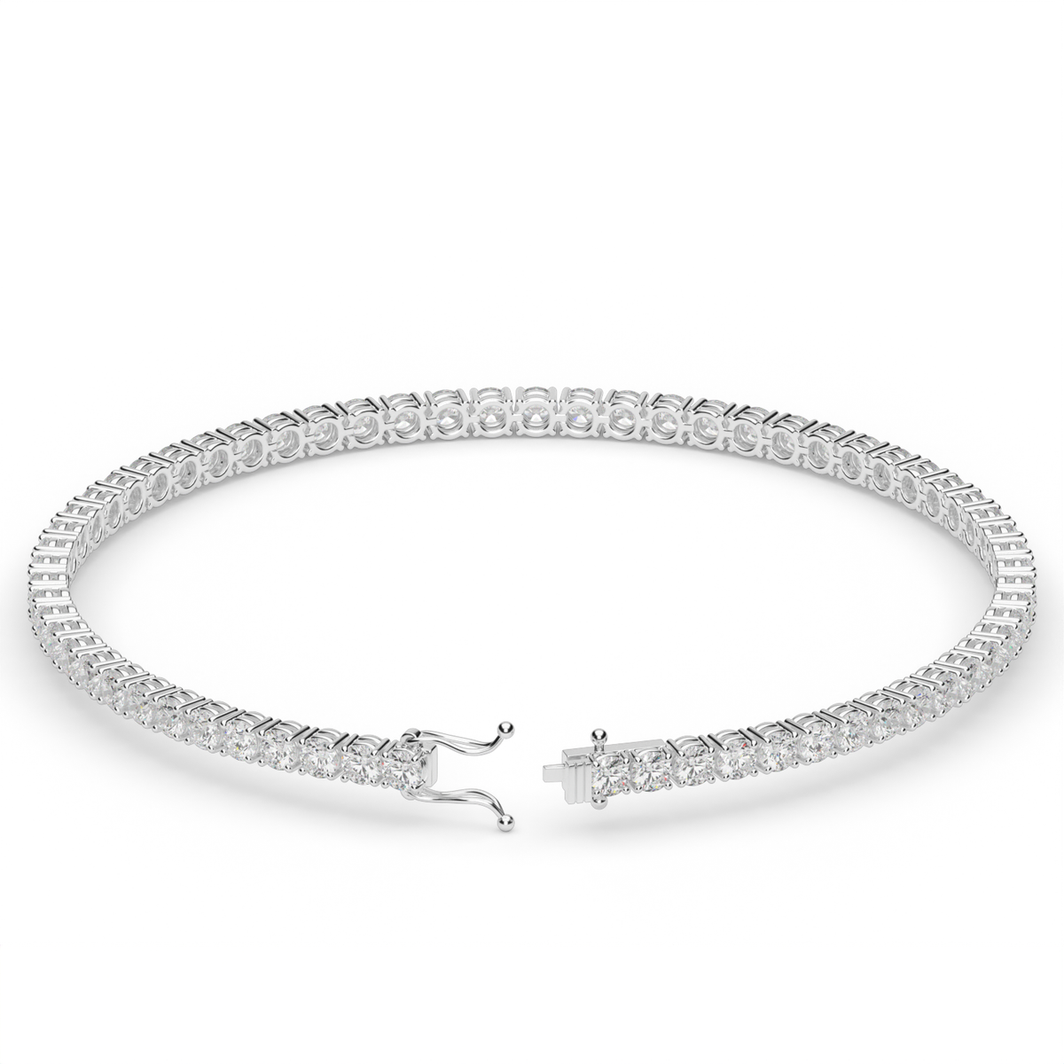 3 Carat Four Prong Diamond Tennis Bracelet — 14K White Gold / Lab Diamond (image)