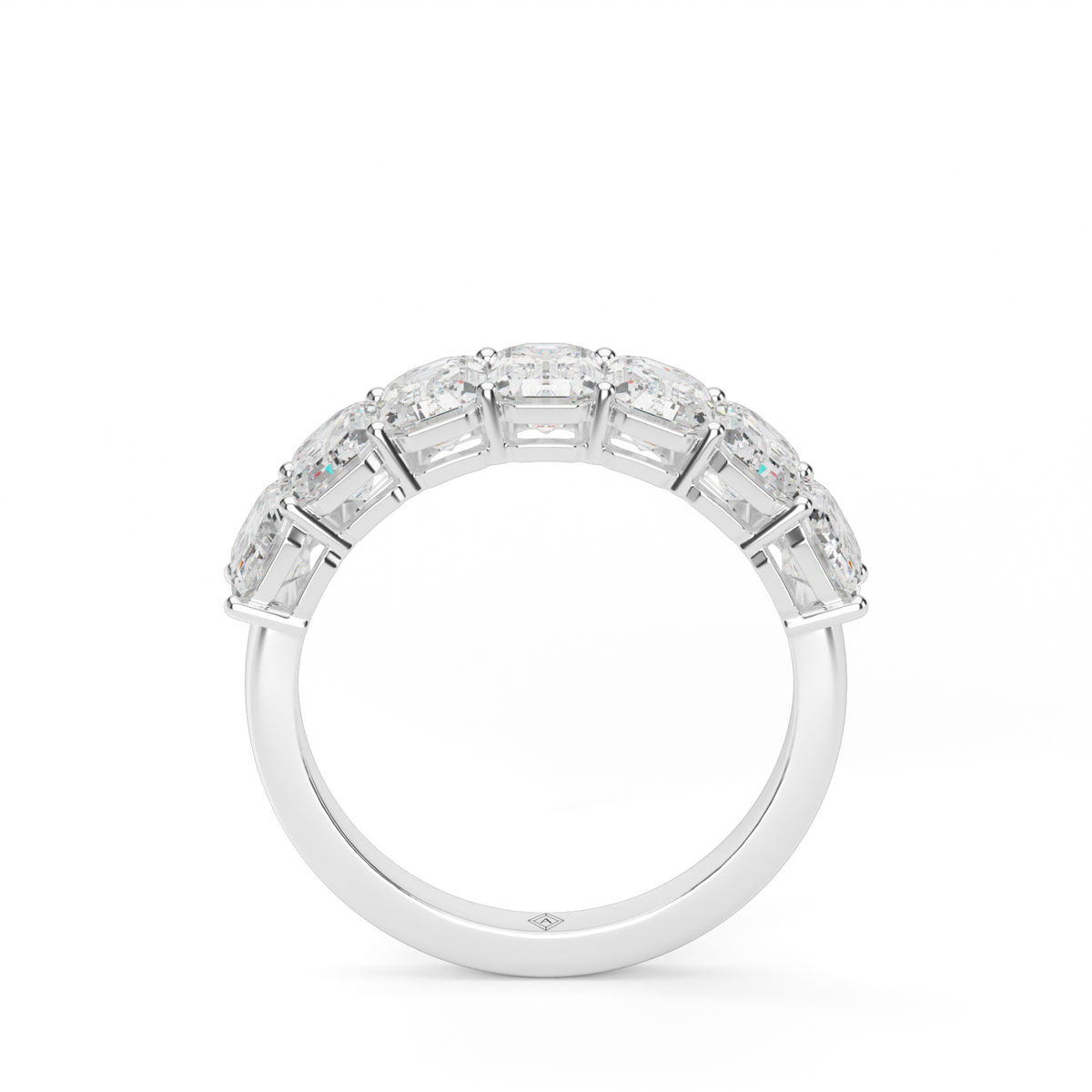 Seven Stone Emerald Cut Anniversary Ring — 14K White Gold / 2 / Lab Diamond (image)