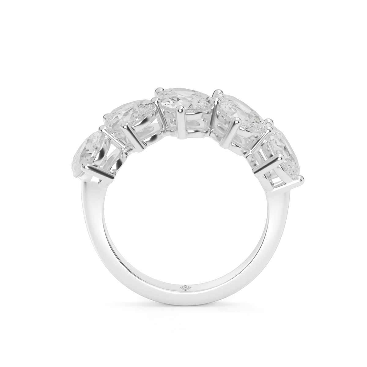 2.5 Carat Five-Stone Pear Diamond Anniversary Ring — 14K White Gold / Lab Diamond (image)