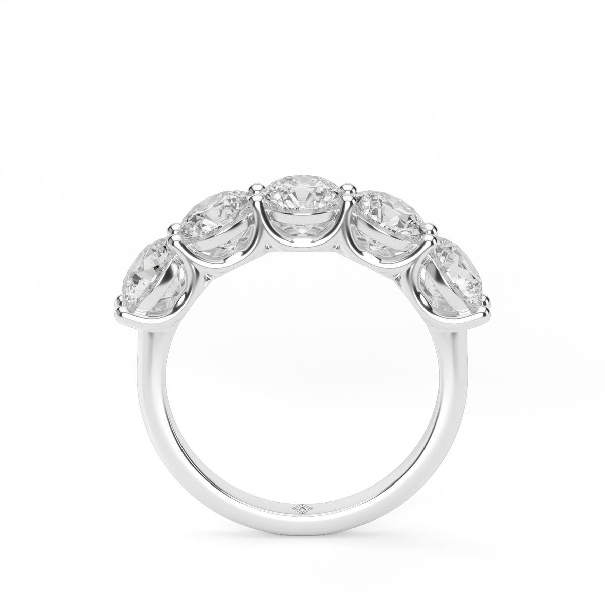 Five Stone Share Prong Round Anniversary Ring — 14K White Gold / 1.5 / Lab Diamond (image)