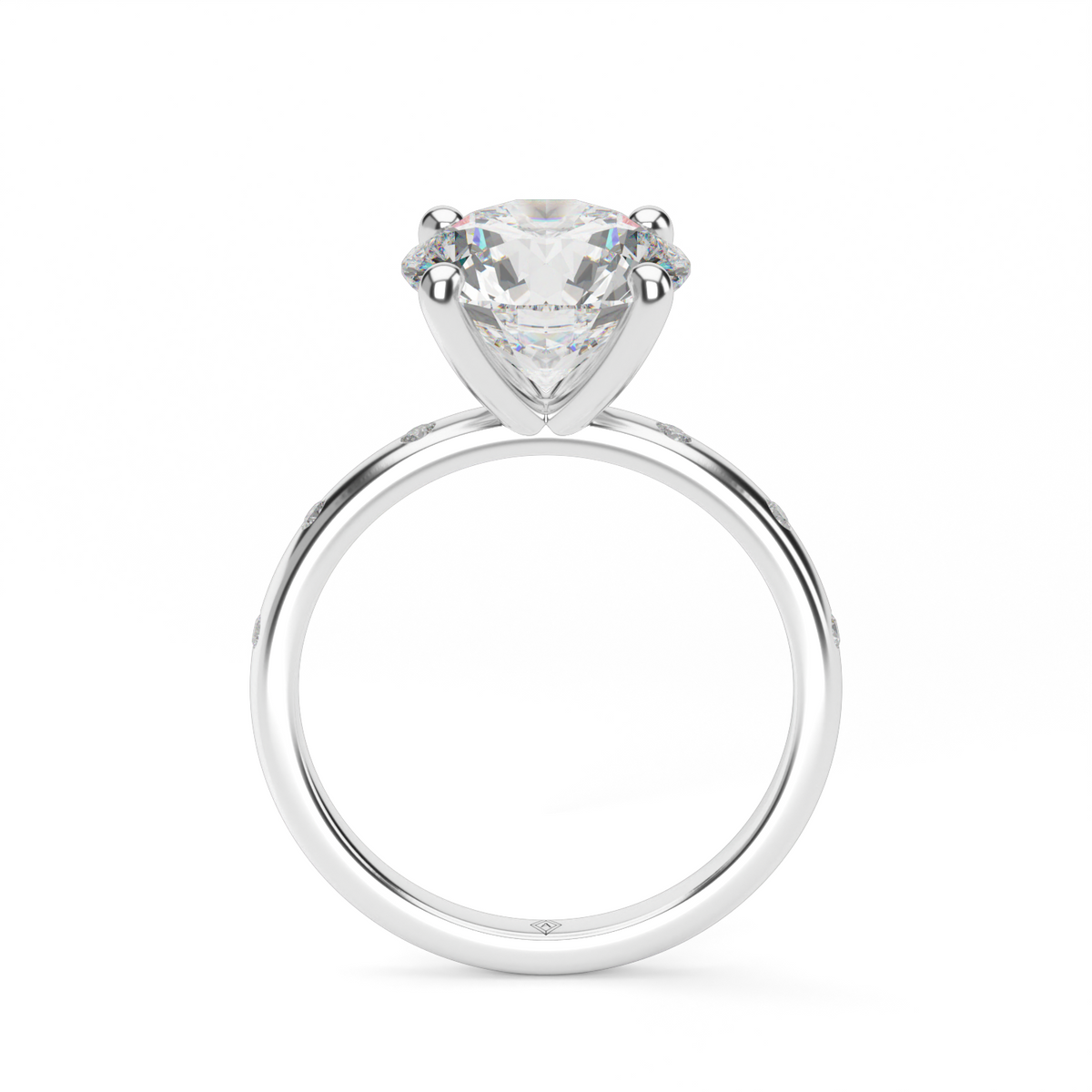 Modern Burnish-set Diamond Engagement Ring — 14K White Gold / Round / Lab Diamond (image)