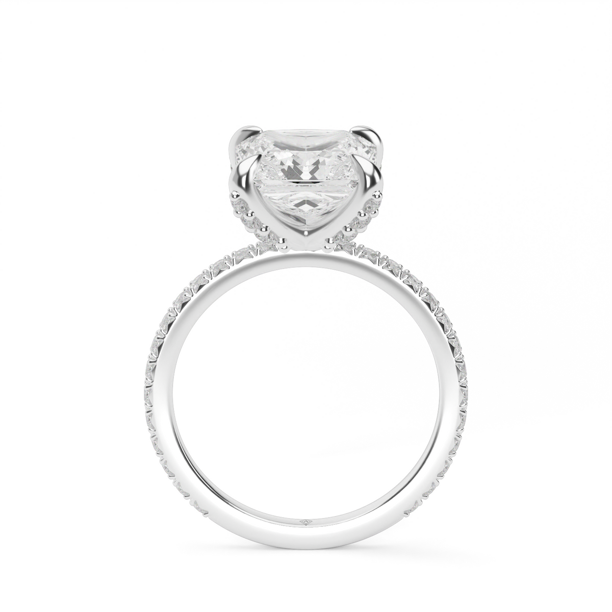French Pavé Engagement Ring — 14K White Gold / Princess / Lab Diamond (image)