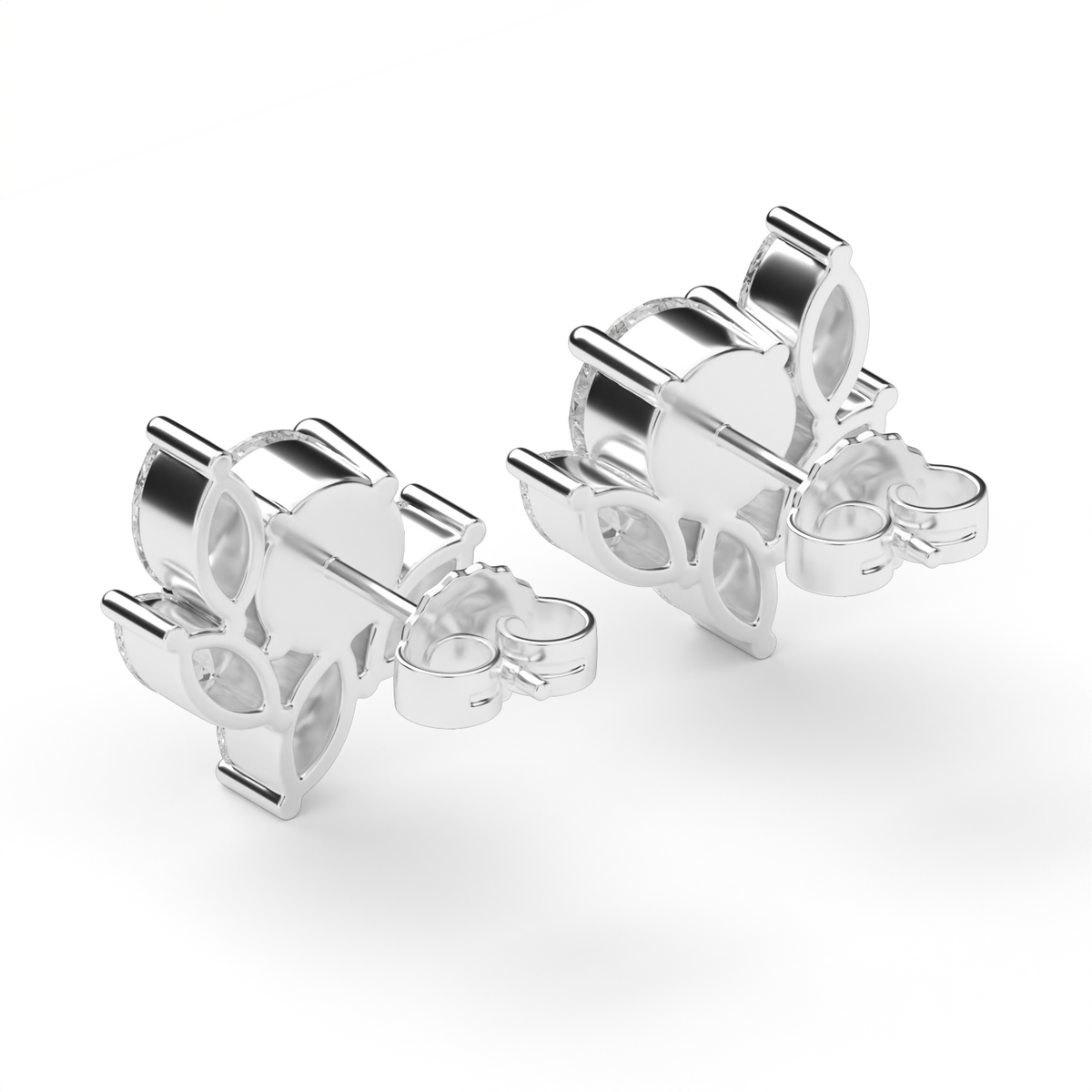 Bloom Marquise Diamond Stud  Earrings — 14K White Gold / Lab Diamond (image)