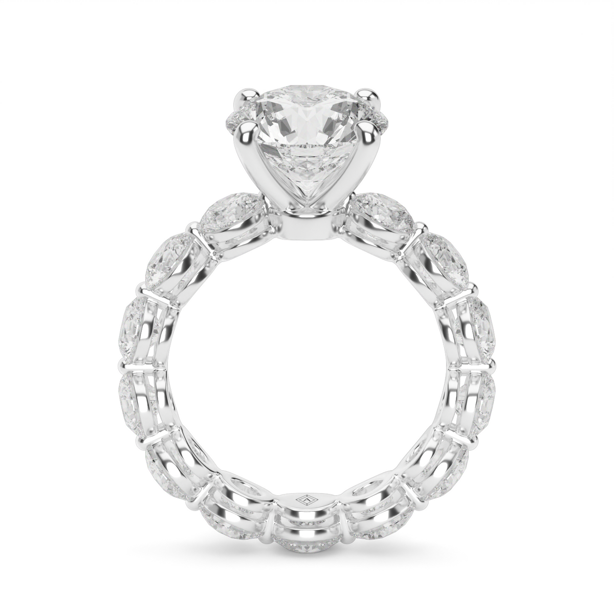 Single Shared Prong Diamond Eternity Engagement Ring — 14K White Gold / Round / Lab Diamond (image)