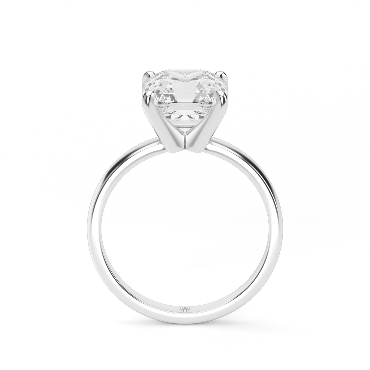 Comfort Fit Solitaire Engagement Ring (Six Prong) — 14K White Gold / Asscher (image)