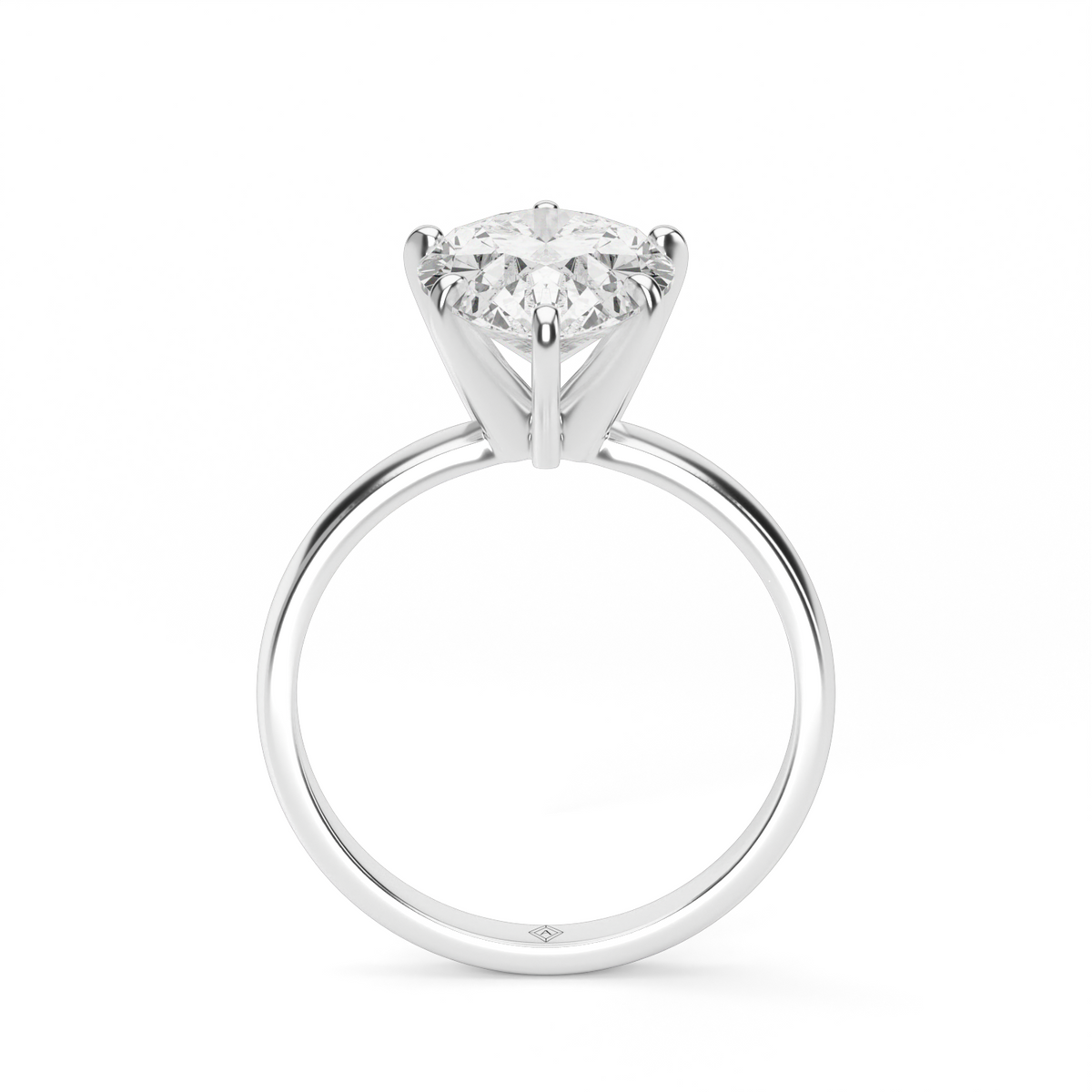 Comfort Fit Solitaire Engagement Ring (Six Prong) — 14K White Gold / Pear (image)