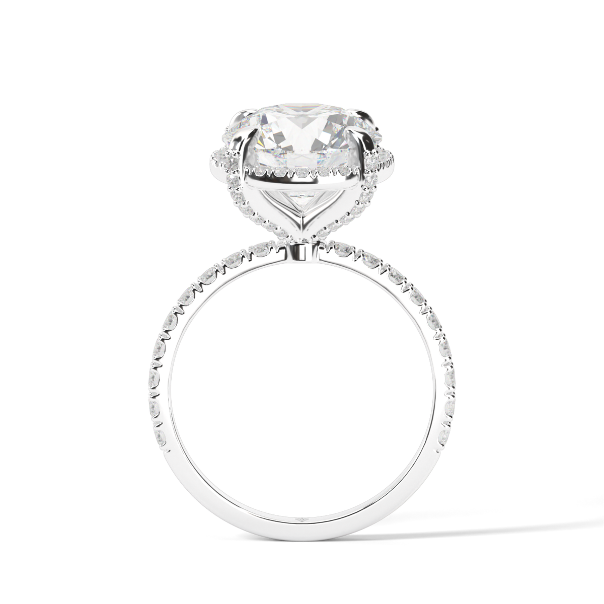 Elegant Pave Halo Engagement Ring — 14K White Gold / Round / Lab Diamond (image)