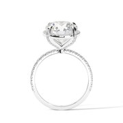 White Gold Round Shape Diamond Pave Halo Engagement Ring With U Cut Setting