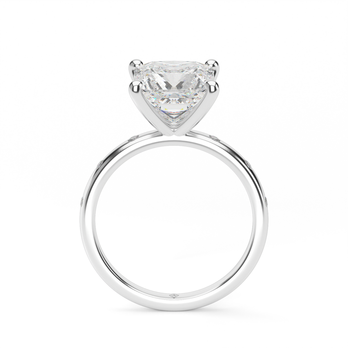 Modern Burnish-set Diamond Engagement Ring — 14K White Gold / Princess / Lab Diamond (image)