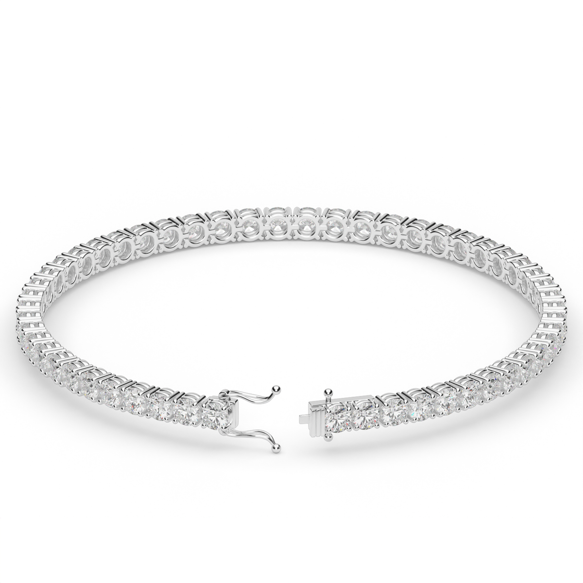 5 Carat Four Prong Diamond Tennis Bracelet — 14K White Gold / Lab Diamond (image)