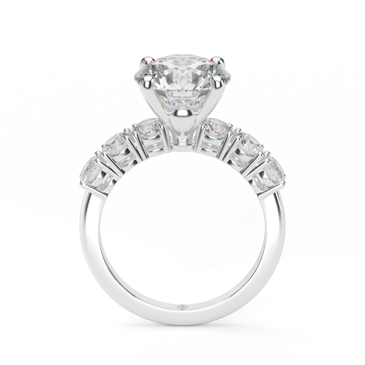Prong Set Diamond Engagement Ring — 14K White Gold / Round / Lab Diamond (image)