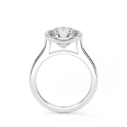 White Gold Solitaire Round Shape Diamond Engagement Ring With Bezel Setting