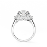 White Gold Round Shape Diamond Three Stone Engagement Ring With Prong Setting