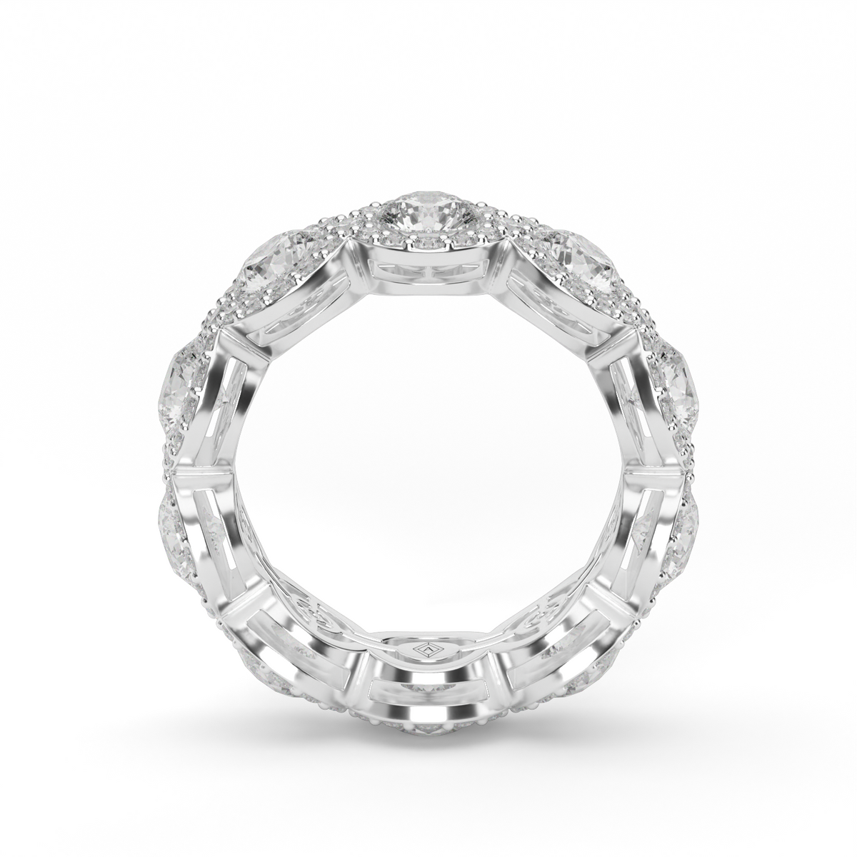 Round Halo Diamond Eternity Ring — 14K White Gold / Lab Diamond (image)