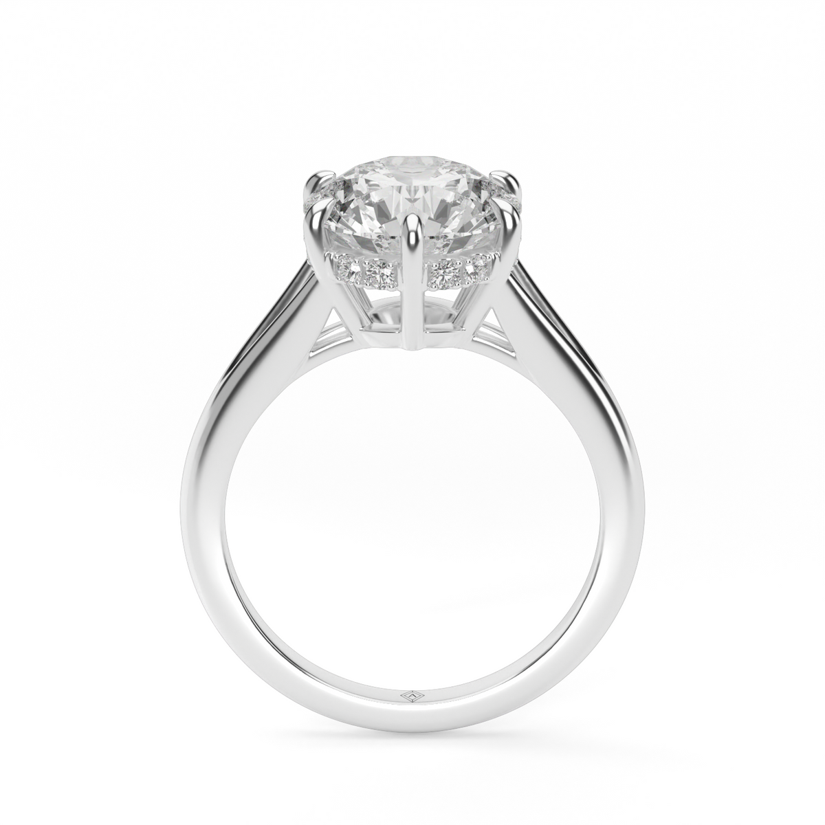 Hidden Halo Six Prongs Engagement Ring — 14K White Gold / Round / Lab Diamond (image)