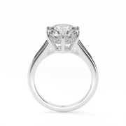 White Gold Round Shape Diamond Hidden Halo Engagement Ring With Prong Setting 