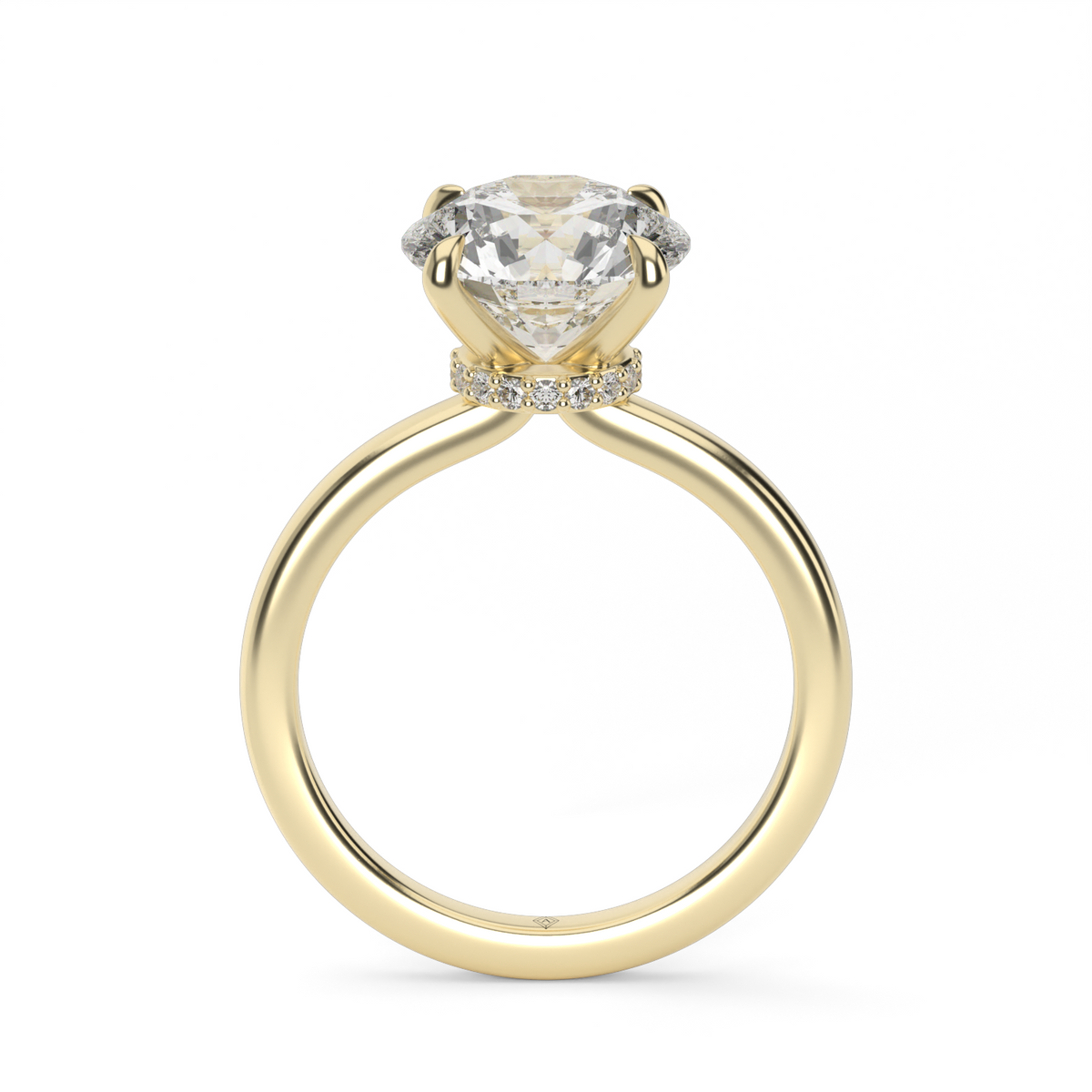 Hidden Halo Engagement Ring — 14K Yellow Gold / Round / Lab Diamond (image)