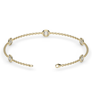 1 Carat Yellow Gold Round Cut Diamond Stationed Bracelet With Bezel Setting
