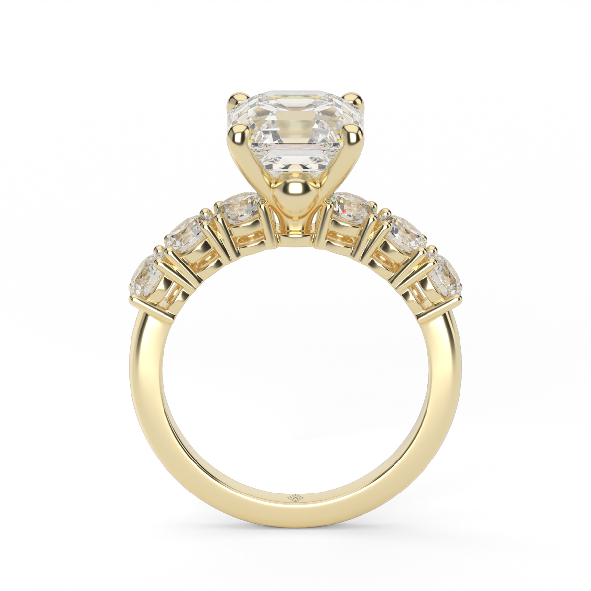 Prong Set Diamond Engagement Ring — 14K Yellow Gold / Asscher / Lab Diamond (image)