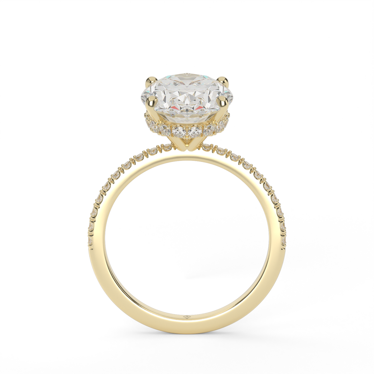 Hidden Halo Pavé Engagement Ring — 14K Yellow Gold / Oval / Lab Diamond (image)
