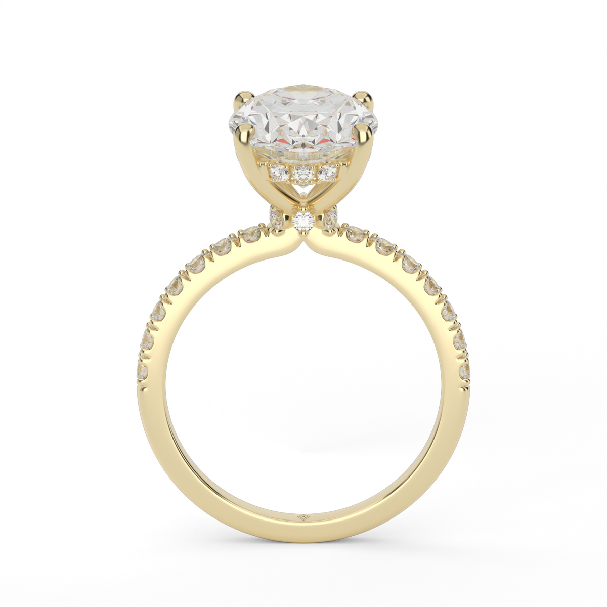 Crown Pavé Hidden Halo Engagement Ring — 14K Yellow Gold / Oval / Lab Diamond (image)