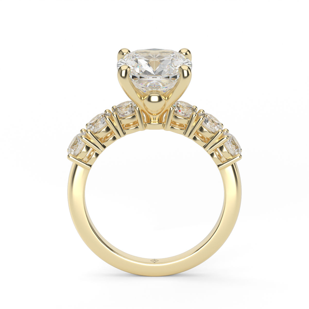 Prong Set Diamond Engagement Ring — 14K Yellow Gold / Cushion / Lab Diamond (image)