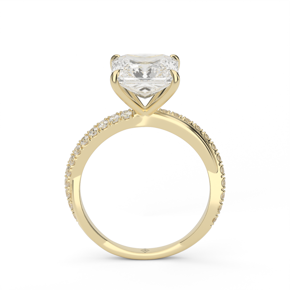 Pavé Shank Engagement Ring — 14K Yellow Gold / Princess / Lab Diamond (image)