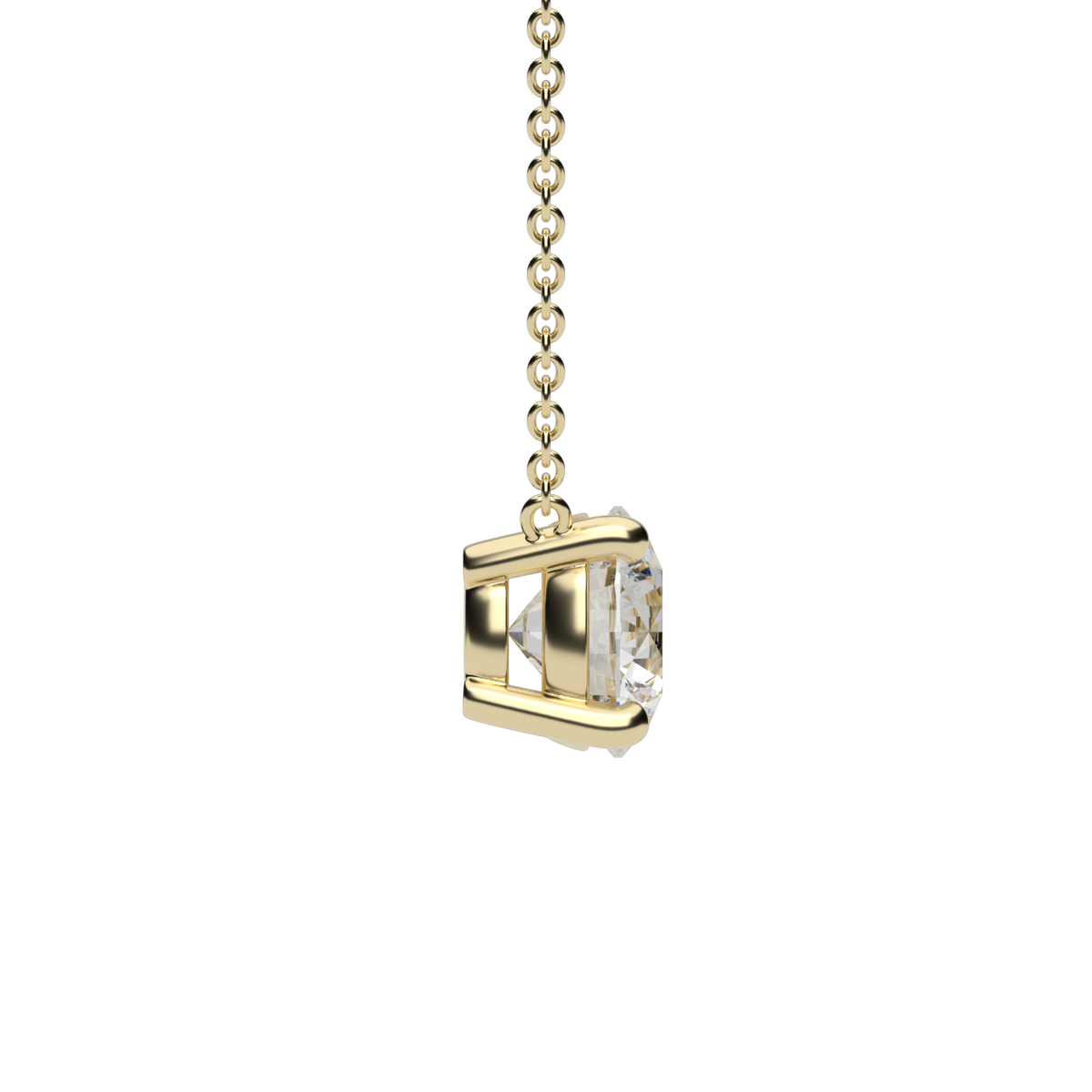 Four Prong Basket Solitaire Diamond Pendant — 14K Yellow Gold / Lab Diamond (image)