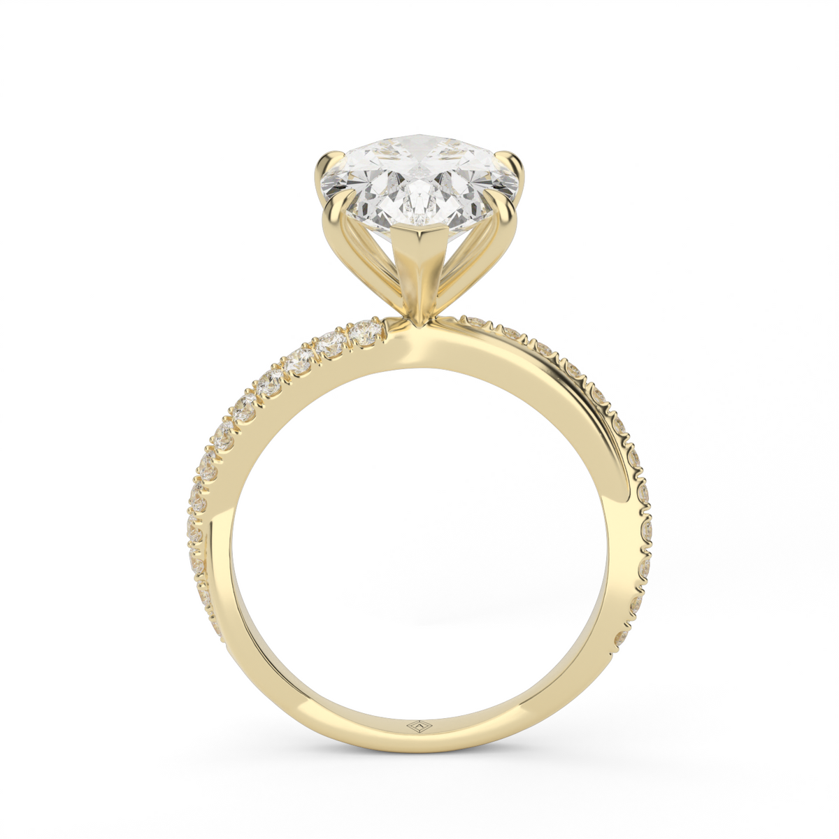 Pavé Shank Engagement Ring — 14K Yellow Gold / Pear / Lab Diamond (image)
