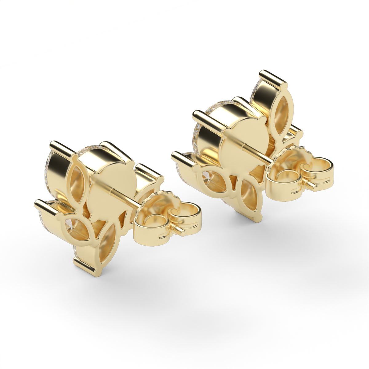 Bloom Marquise Diamond Stud  Earrings — 14K Yellow Gold / Lab Diamond (image)