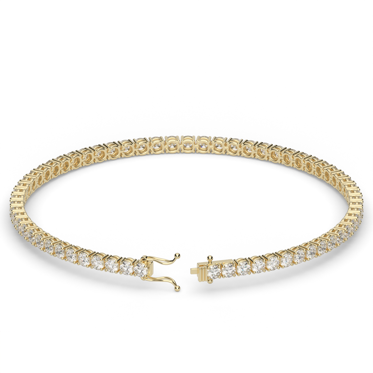 4 Carat Four Prong Diamond Tennis Bracelet — 14K Yellow Gold / Lab Diamond (image)