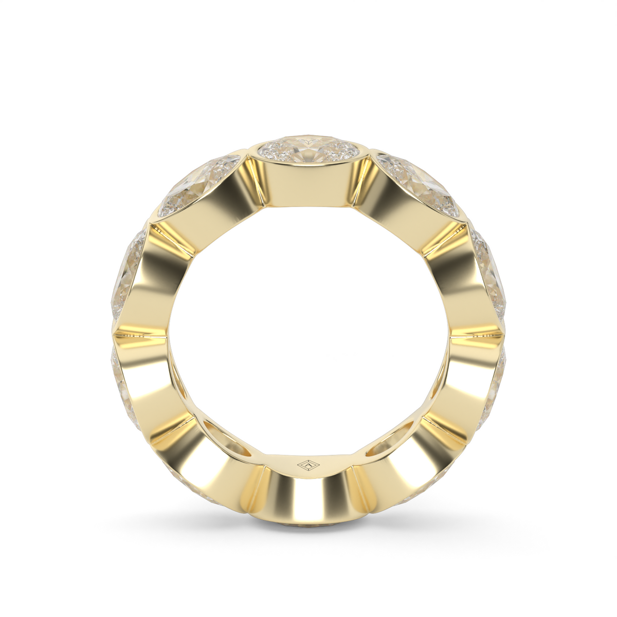 East-West Bezel Oval Cut Eternity Ring — 14K Yellow Gold / 5 / Lab Diamond (image)