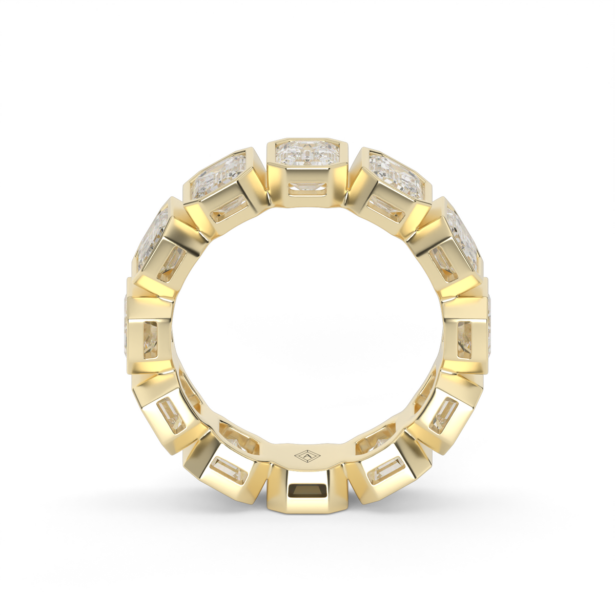 Emerald Cut Bezel Eternity Ring — 14K Yellow Gold / 6 / Lab Diamond (image)