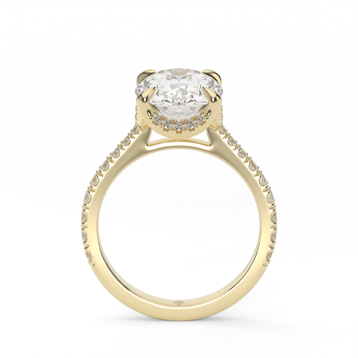 Hidden Halo Crown Engagement Ring — 14K Yellow Gold / Oval / Lab Diamond (image)