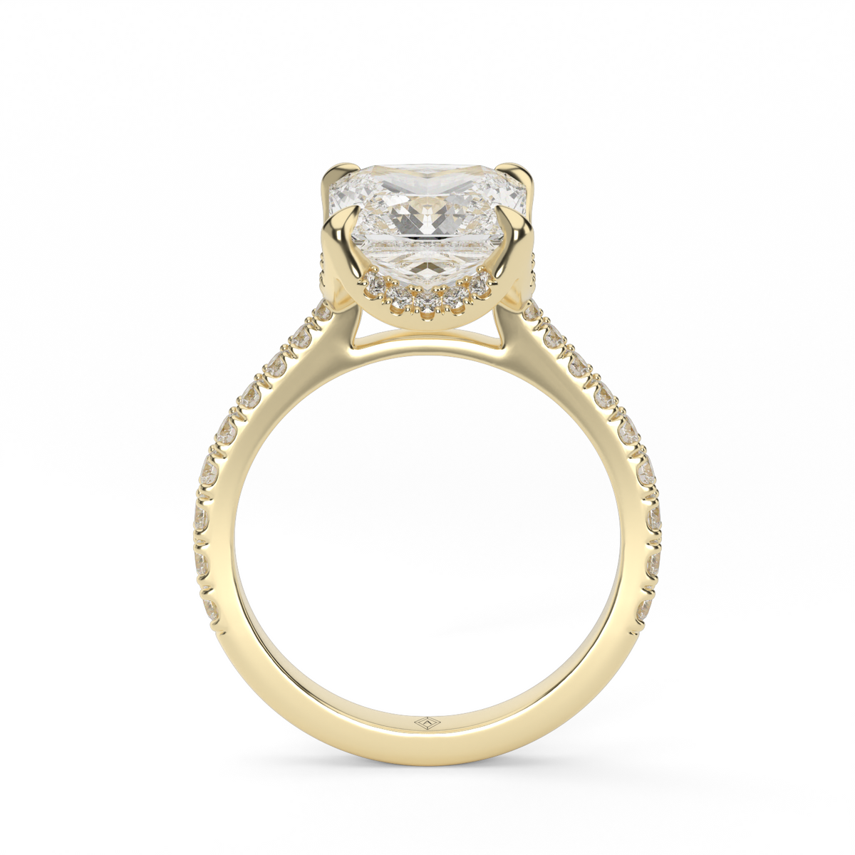 Hidden Halo Crown Engagement Ring — 14K Yellow Gold / Princess / Lab Diamond (image)