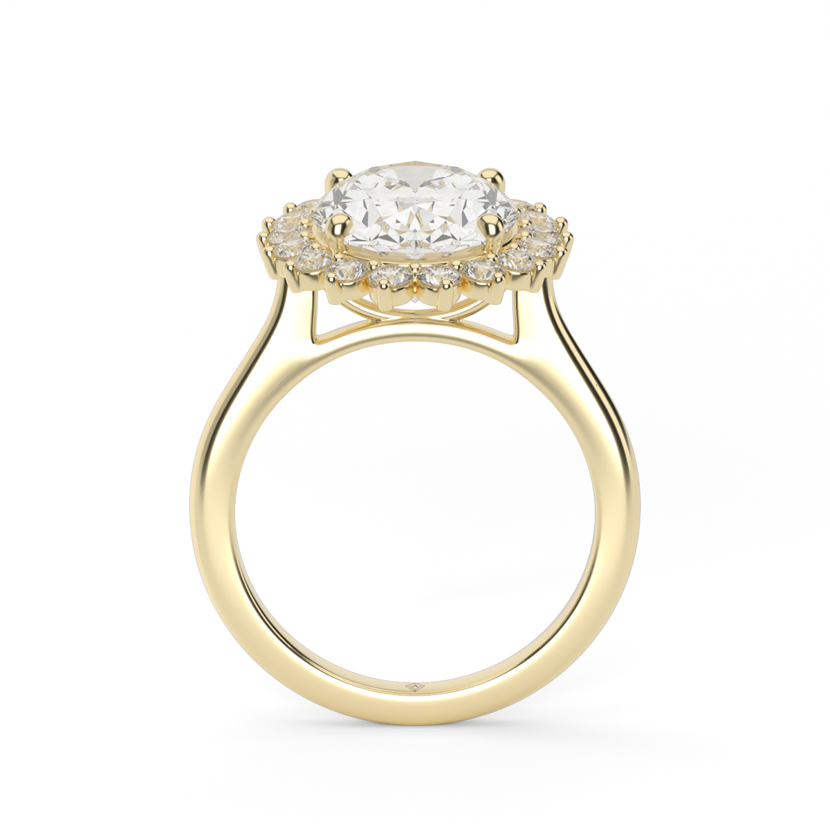 Flower Engagement Ring — 14K Yellow Gold / Oval / Lab Diamond (image)