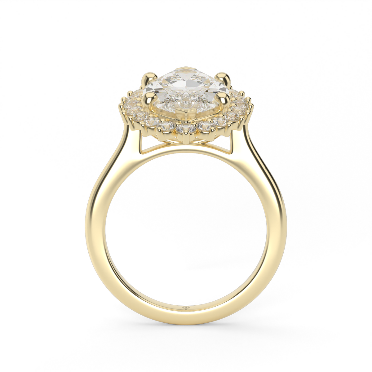 Flower Engagement Ring — 14K Yellow Gold / Marquise / Lab Diamond (image)
