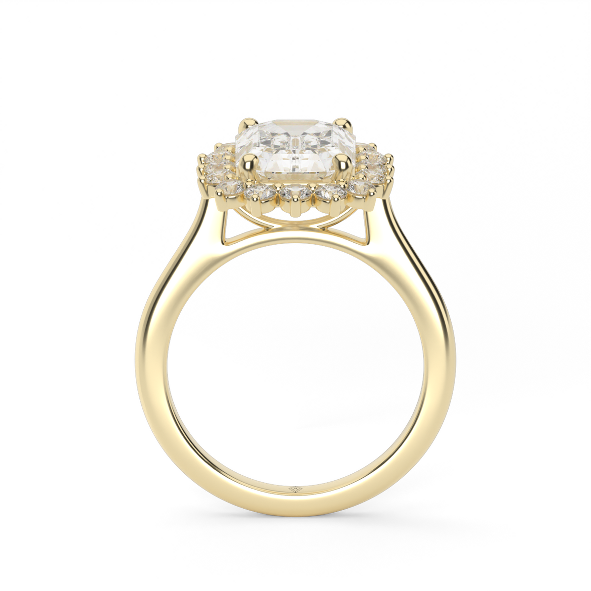 Flower Engagement Ring — 14K Yellow Gold / Emerald / Lab Diamond (image)