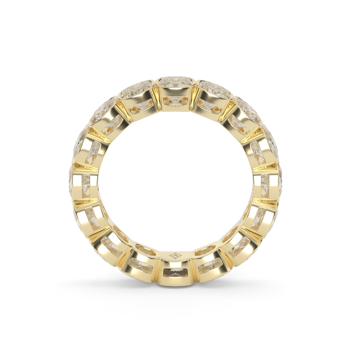 Cushion Cut Bezel Eternity Ring — 14K Yellow Gold / 4 / Lab Diamond (image)