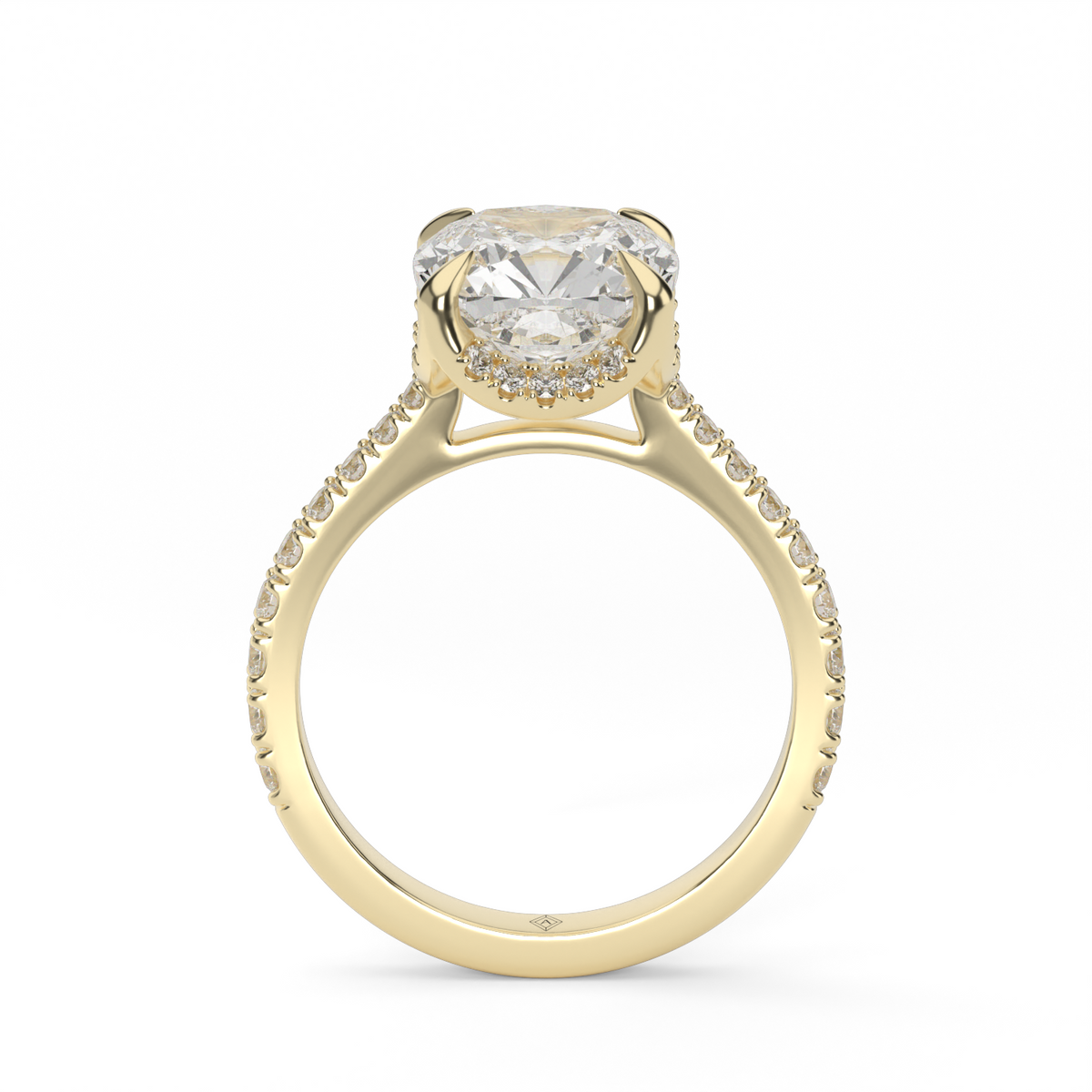 Hidden Halo Crown Engagement Ring — 14K Yellow Gold / Cushion / Lab Diamond (image)