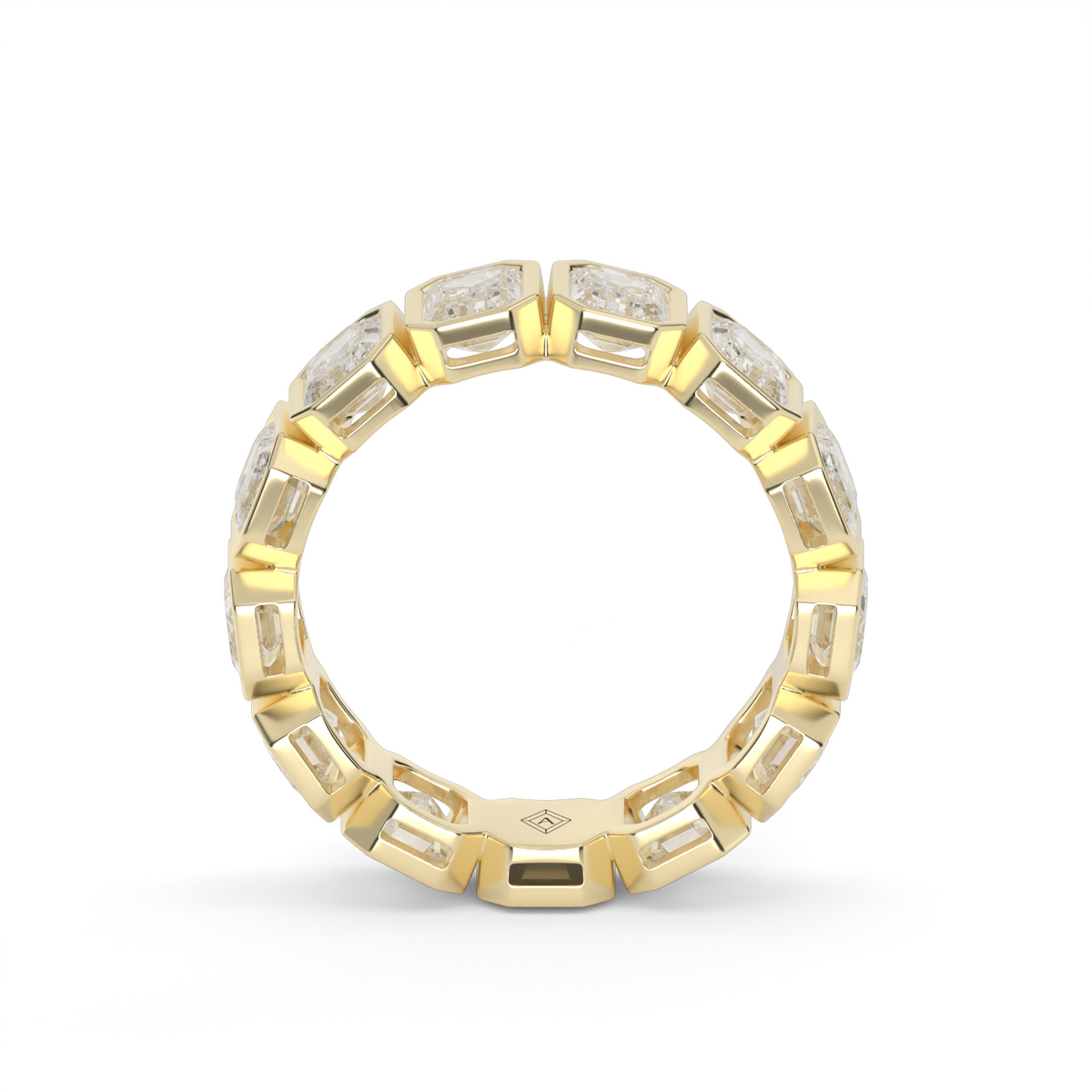 Emerald Cut Bezel Eternity Ring — 14K Yellow Gold / 4 / Lab Diamond (image)