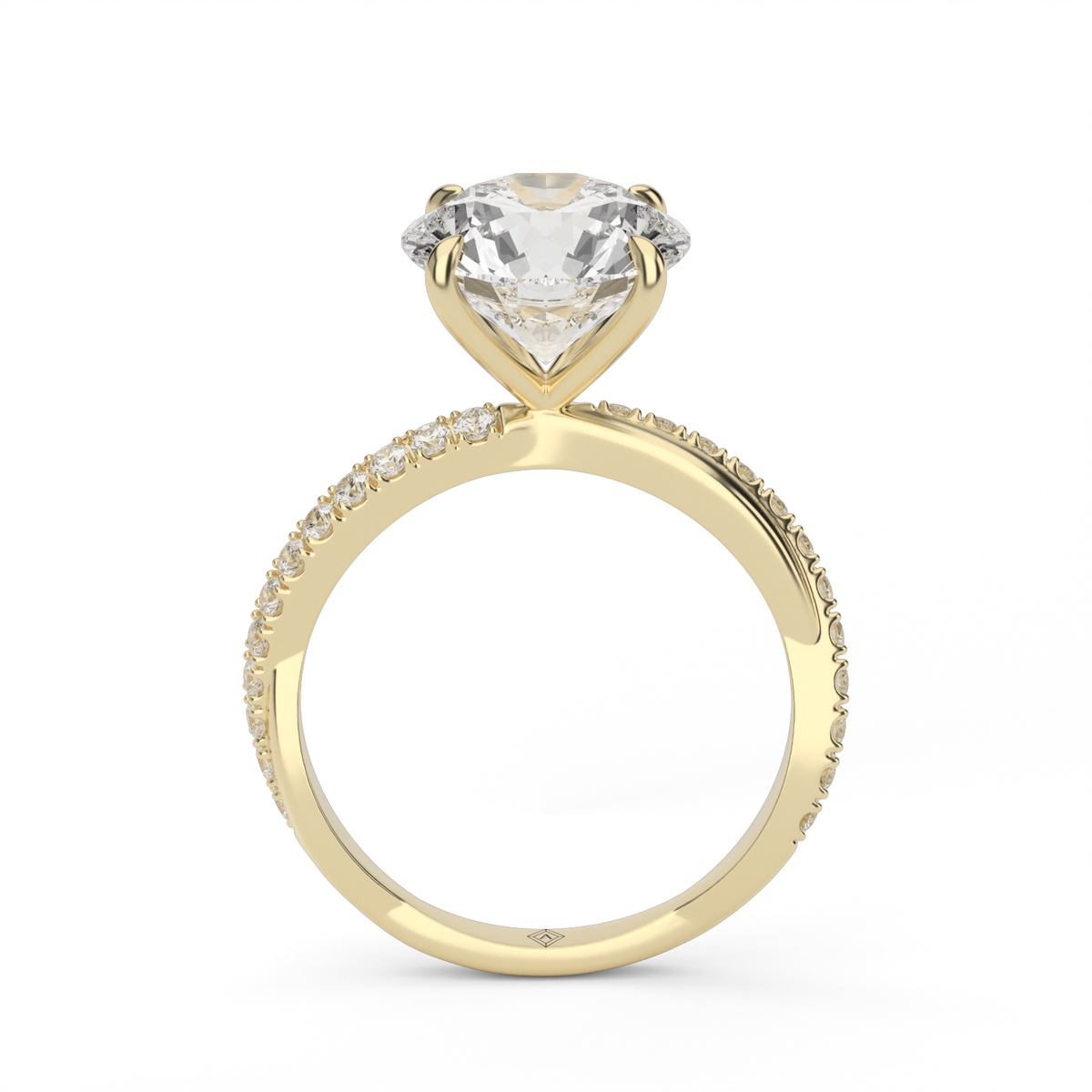 Pavé Shank Engagement Ring — 14K Yellow Gold / Round / Lab Diamond (image)