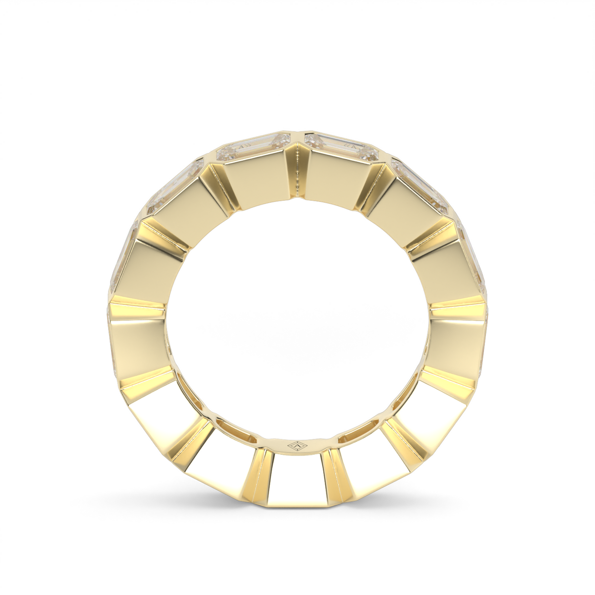 East-West Bezel Emerald Cut Eternity Ring — 14K Yellow Gold / 4 / Lab Diamond (image)