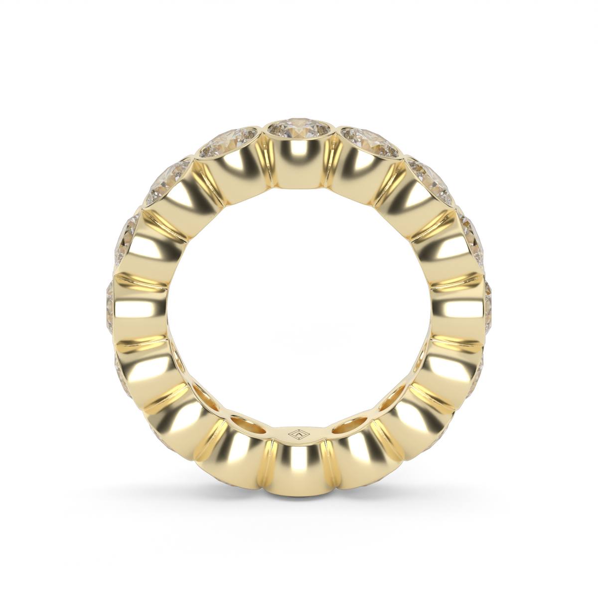 Round Bezel Diamond Eternity Ring — 14K Yellow Gold / 4 / Lab Diamond (image)