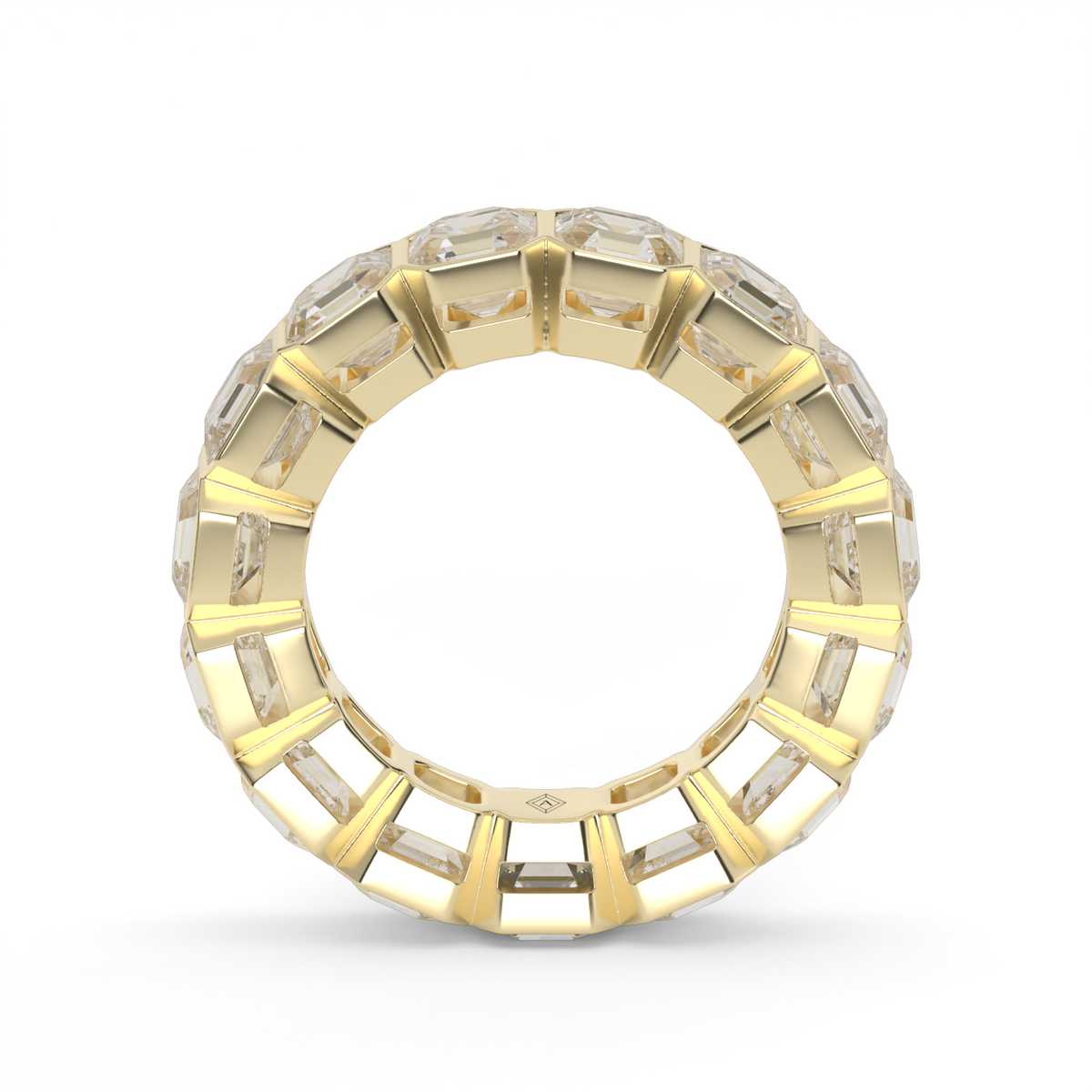 Asscher Cut Bezel Eternity Ring — 14K Yellow Gold / 6 / Lab Diamond (image)
