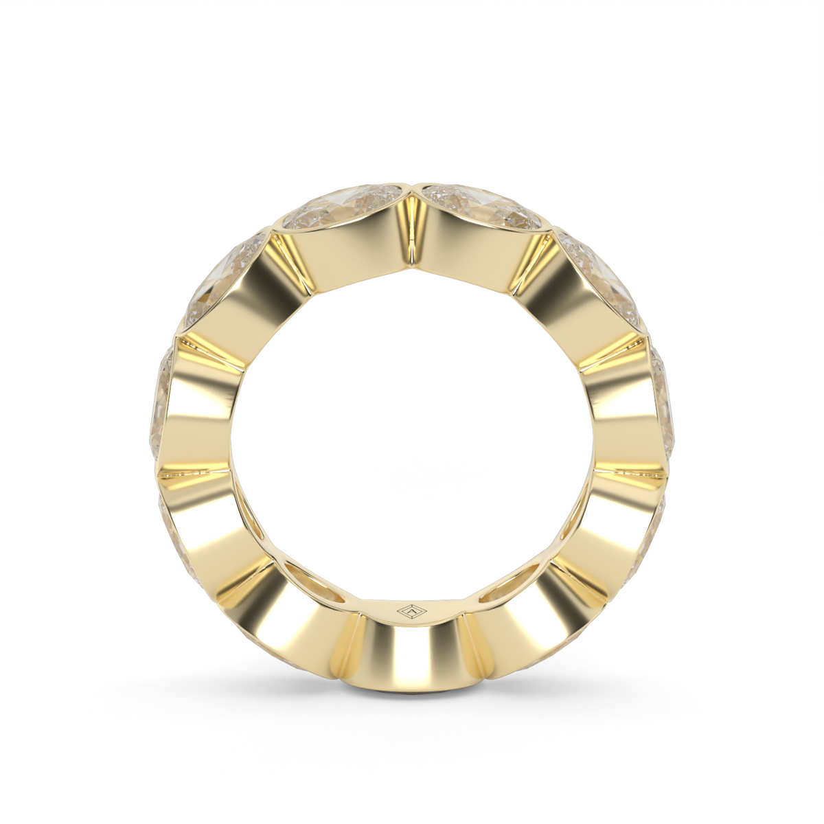 East-West Bezel Oval Cut Eternity Ring — 14K Yellow Gold / 4 / Lab Diamond (image)
