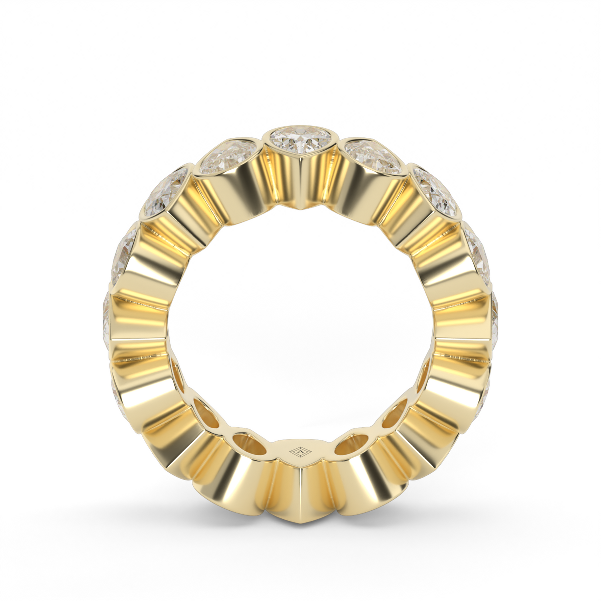 4.5 Ct Pear-Shaped Bezel Set Alternating Diamond Eternity Ring — 14K Yellow Gold / Lab Diamond (image)
