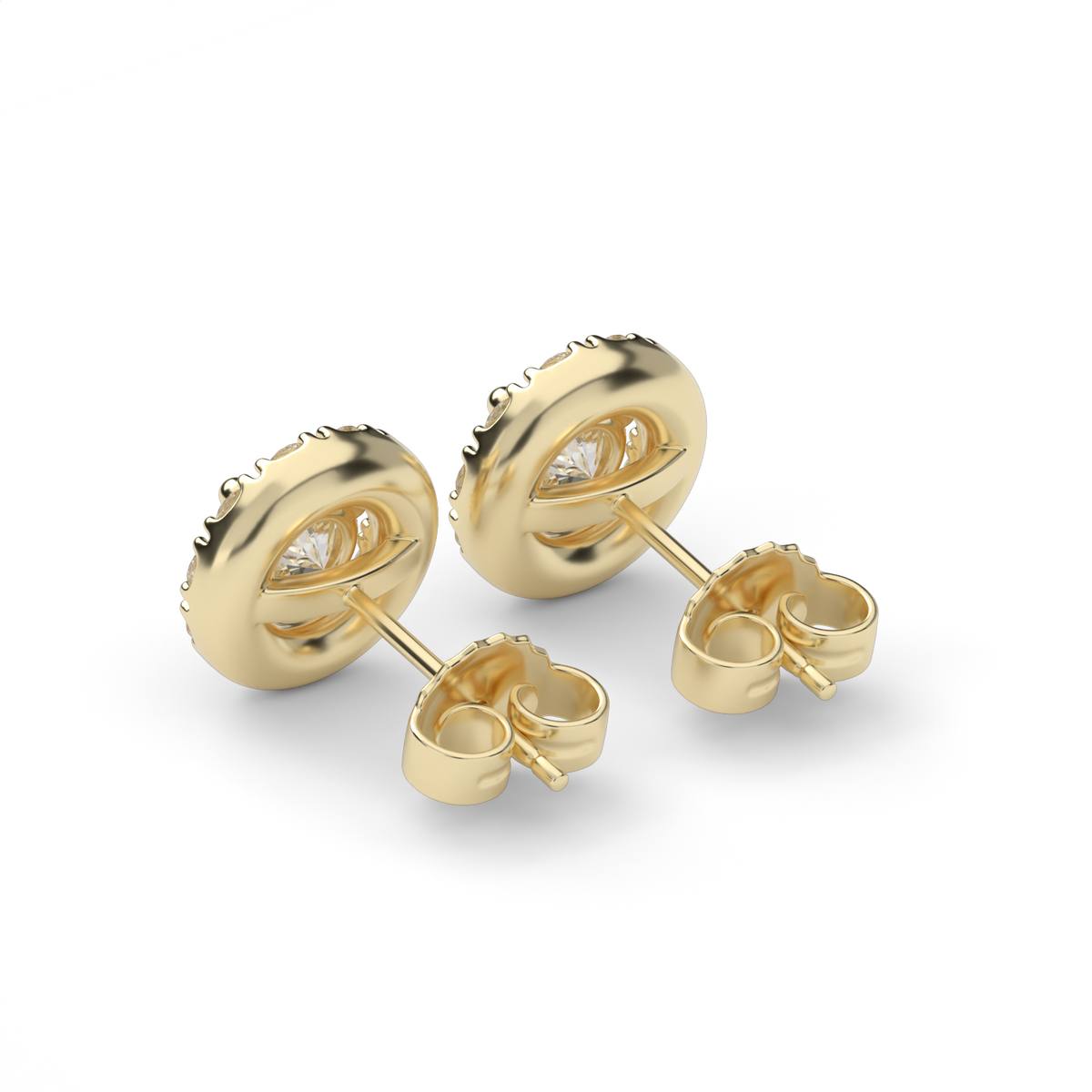 Halo Diamond Stud Earrings — 14K Yellow Gold / Lab Diamond (image)