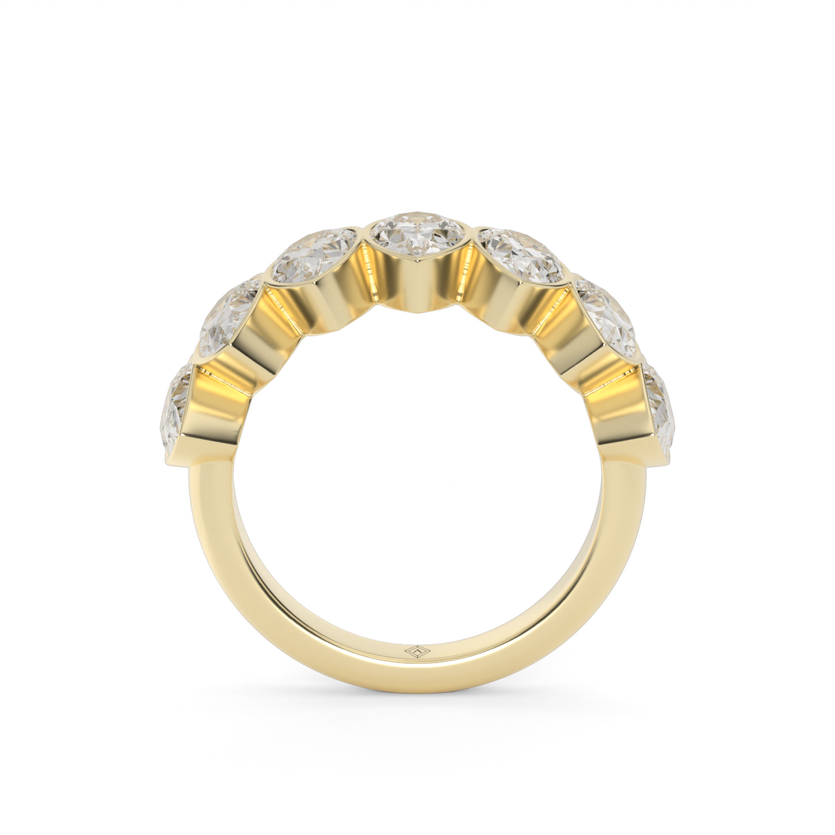 3.5 Carat Seven Stone Bezel Pear  Anniversary Ring — 14K Yellow Gold / Lab Diamond (image)